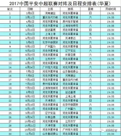 16-17中超赛程华夏幸福 华夏幸福的比赛日程安排-第2张图片-www.211178.com_果博福布斯